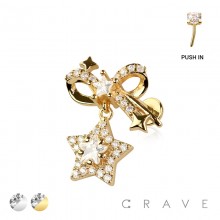 MULTI CZ STAR WAND RIBBON THREADLESS (PUSH IN) 316L SURGICAL STEEL LABRET SET